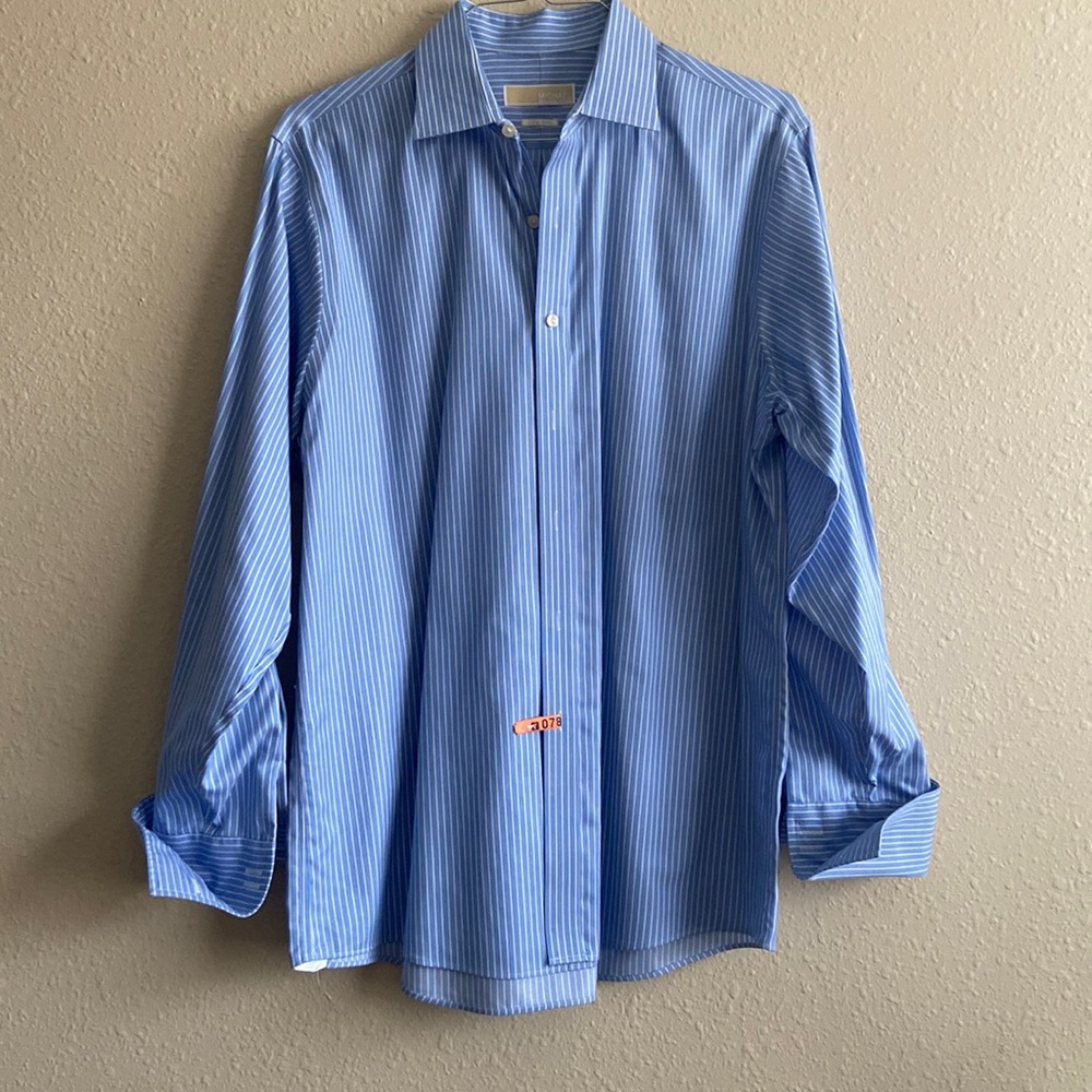 Michael Michael Kors blue striped button up French cuffs